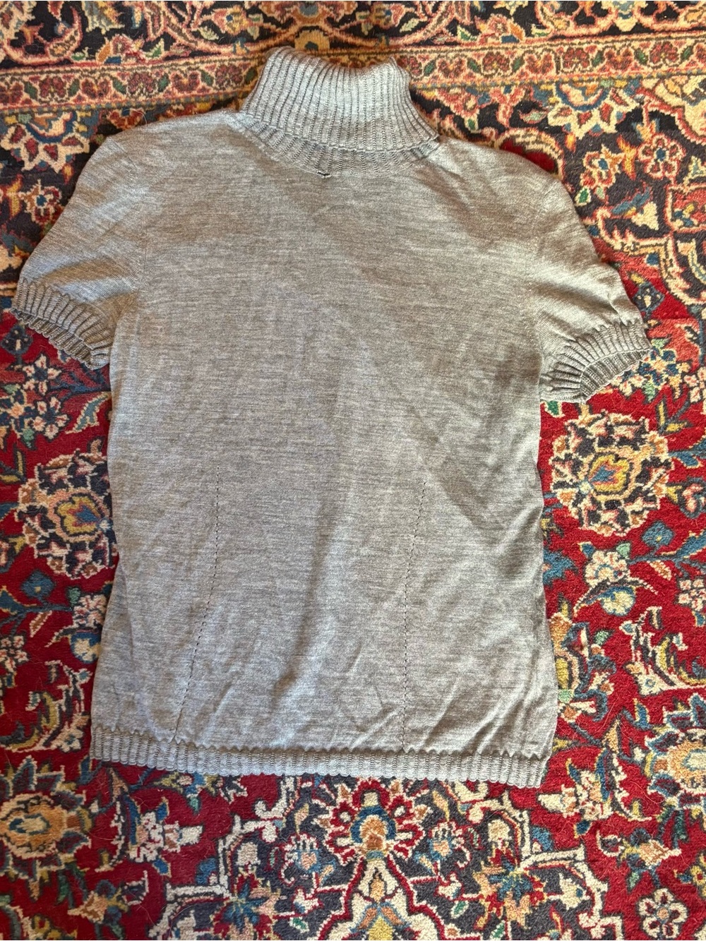 Escada Short-Sleeve Turtleneck Sweater - Light Gray